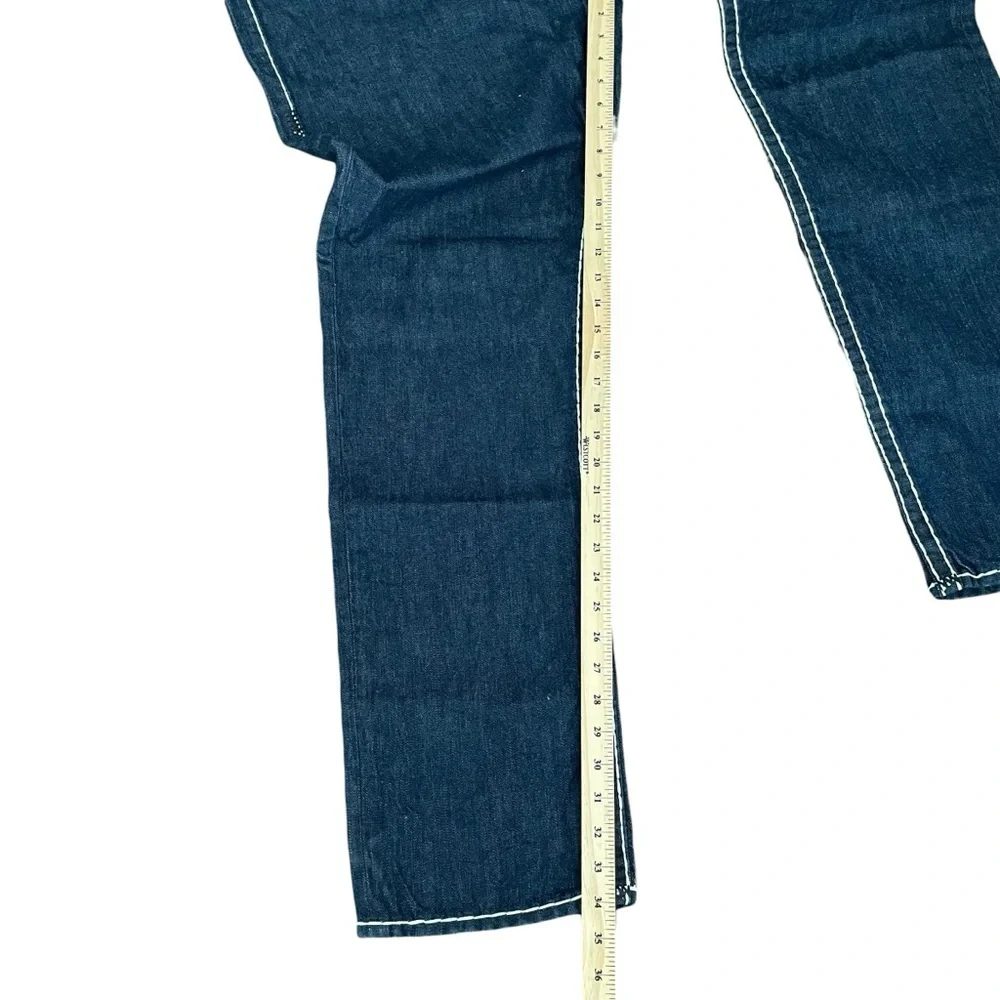 True Religion Geno Super T Jeans Mens 42x34 Dark Blue Straight Leg Button Fly